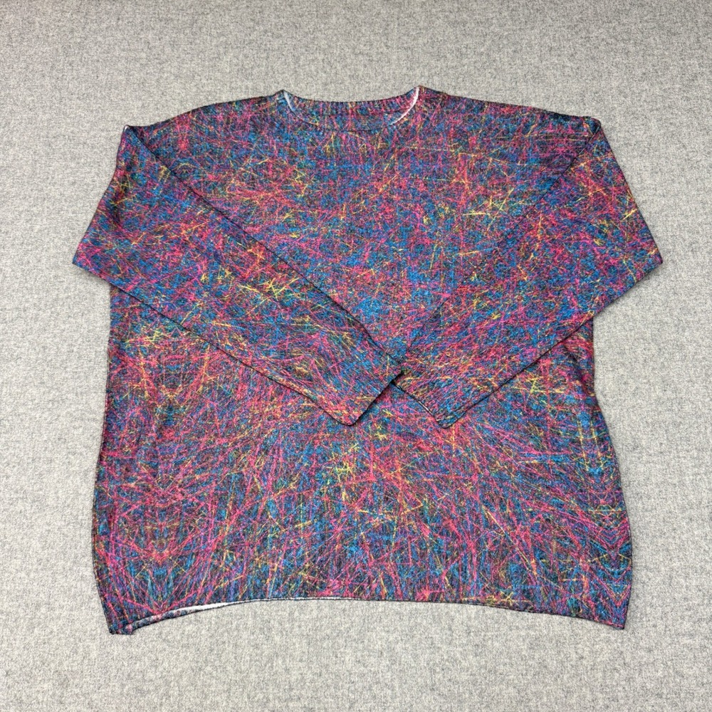 Unbranded Abstract Splatter Knit Sweater Size XL Multicolor Long Sleeve Crewneck